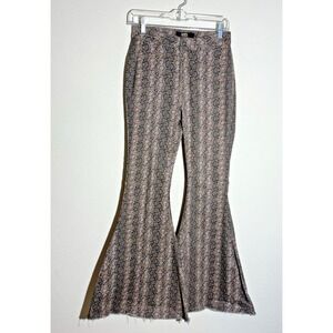 L&B Lucky & Blessed Jeans Womens 4‎ Super Flare Bell Bottom Snake Print Raw Hem